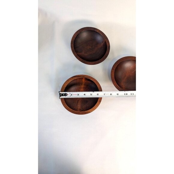 Vintage MCM Baribocraft salad bowl set handcrafted Canadian maple bowls utensils - Picture 6 of 13